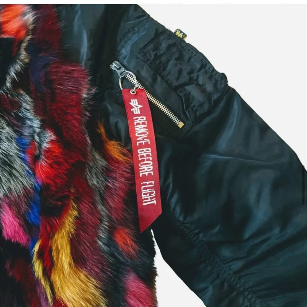 ONE OF A KIND! Alpha Industries Year of the Rooster fur bomber jacket - Picture 1 of 17